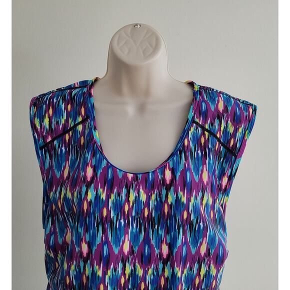 HILOR Women's Multi-colored, Athletic Tank Top w/Built-in-Bra--Sz 16 - Picture 2 of 10